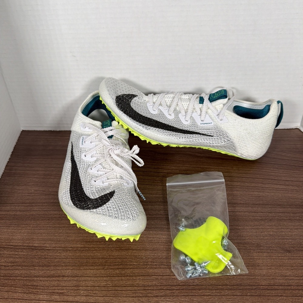 Size 8.5 Nike Zoom Superfly Elite 2 Flyknit White Green Spikes FZ9662 100 Men's